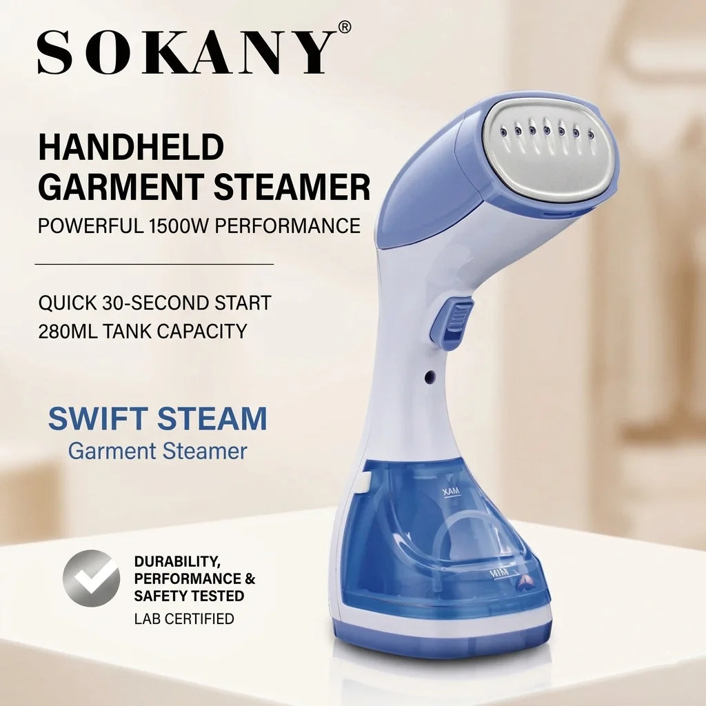 SOKANY SK-3072 Handheld Garment Steamer (1500W, 260ml Tank)