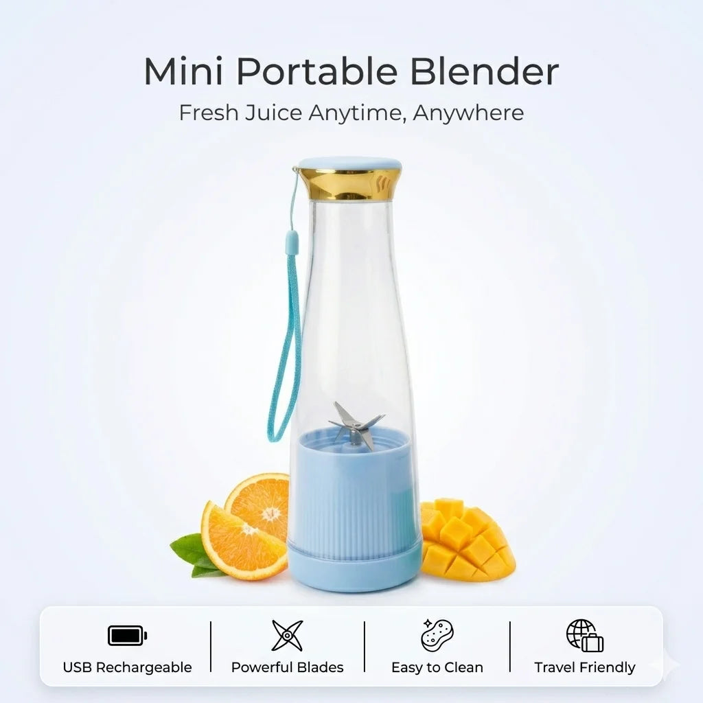 Mini Rechargeable Blender 380ml – Portable Juicer (Assorted Colors)