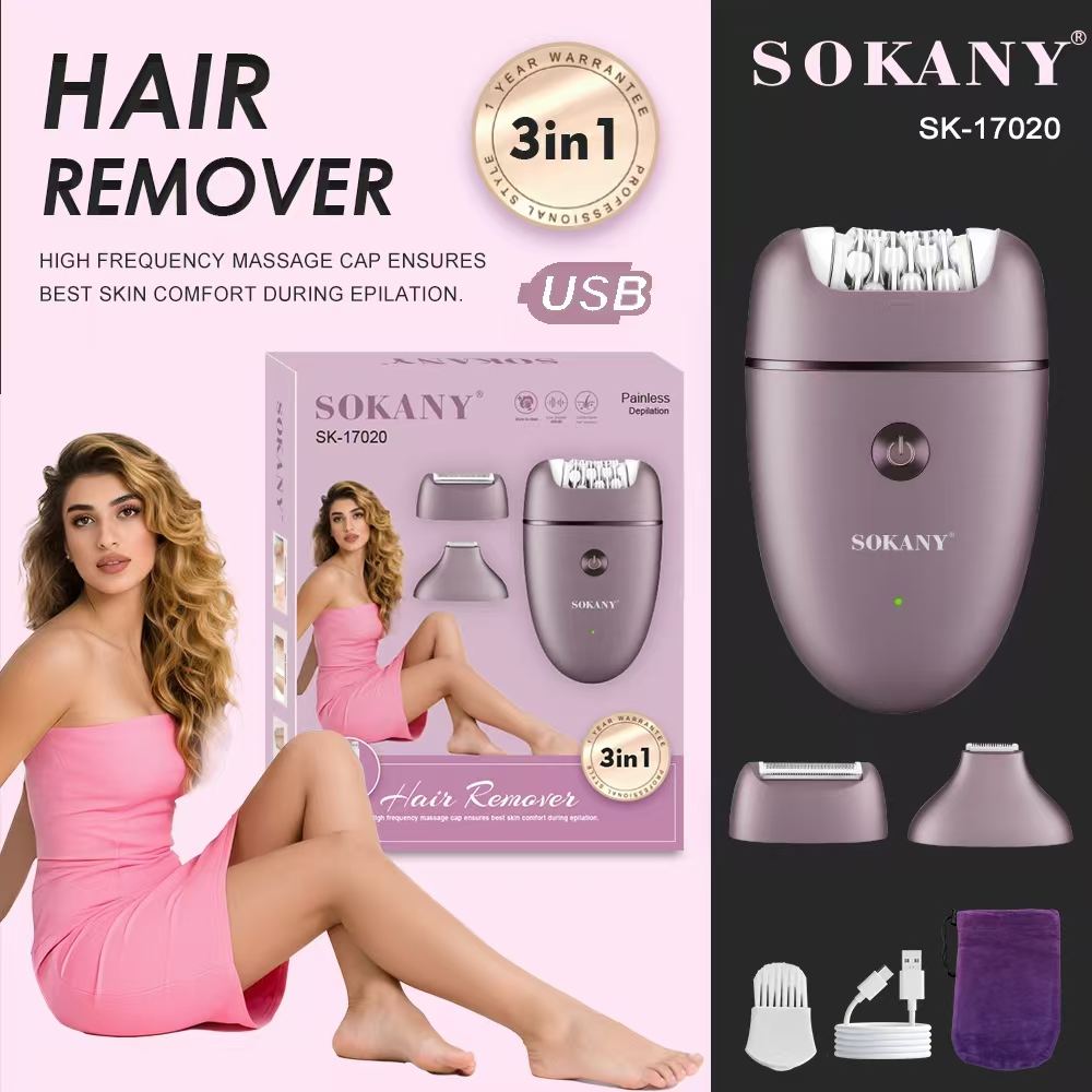 SOKANY SK-17020 3-in-1 Epilator for Smooth Skin All Over the Body